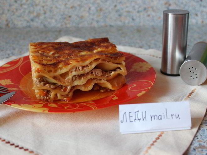 Рецепт мясной лазанья с соусом бешамель