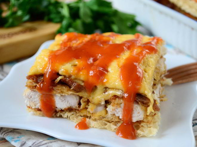 Рецепт вафельной лазанья с курицей
