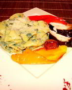 Домашняя базиликовая паста с овощами гриль и пармезаном