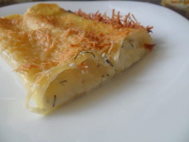 Рецепт каннелоней с двумя видами сыра