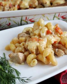 Макароны с курицей в духовке запеченные