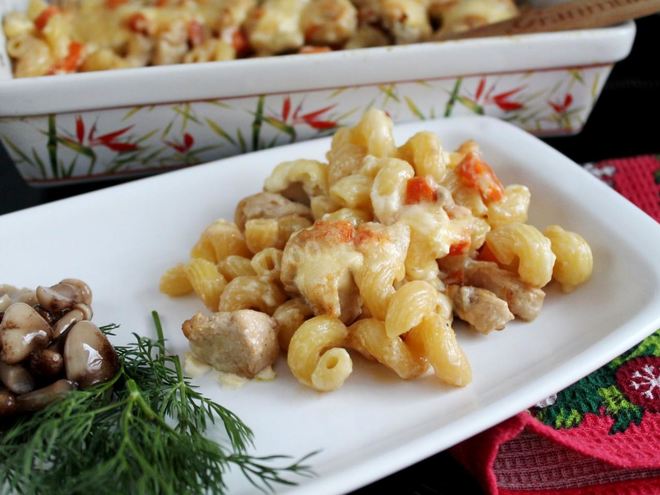 Рецепт макарон с курицей в духовке запеченные