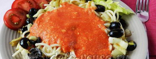 макароны с томатным соусом и маслинами. Шаг 16