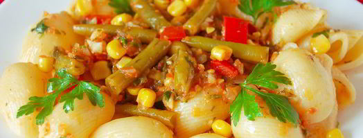 макароны со стручковой фасолью и кукурузой. Шаг 7