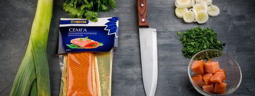 паста с копченой семгой и луком пореем. Шаг 4