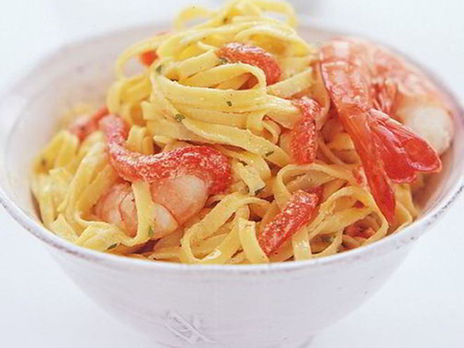 Рецепт пасты с креветками и красным перцем