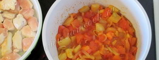 паста с курицей, грибами и овощным соусом. Шаг 8