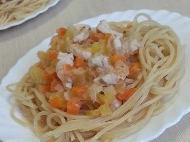 Рецепт пасты с курицей и овощами