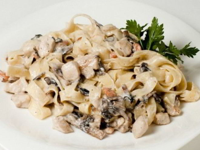 Рецепт пасты со сливочным сыром и шампиньонами