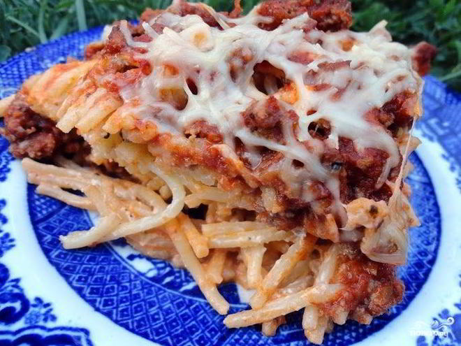 Рецепт спагетти с фаршем и сыром
