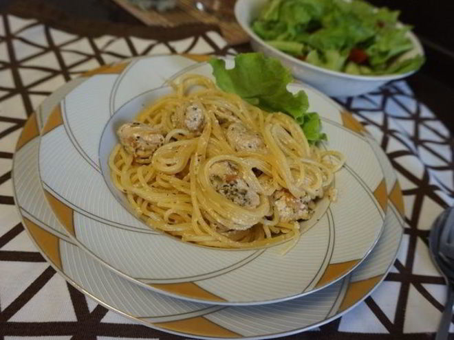 Рецепт спагетти с индейкой и творожным сыром