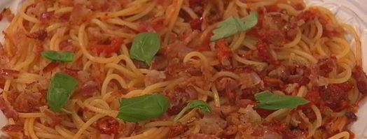 спагетти с помидорами и беконом. Шаг 9