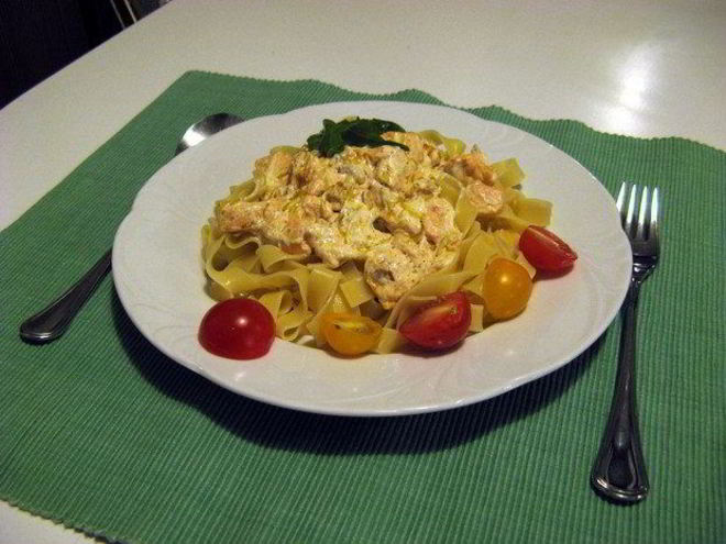 Рецепт спагетти с семгой