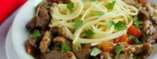 спагетти со свининой в соусе. Шаг 7