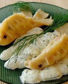 Манты с лососем Золотые рыбки