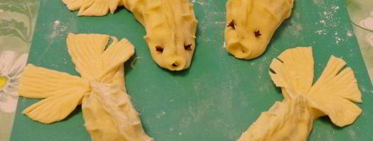 манты с лососем золотые рыбки. Шаг 9