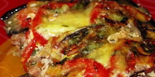 Мясо по-французски с баклажанами