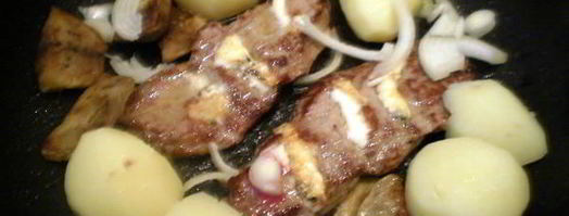 фаршированная говядина фламбе с овощами. Шаг 7