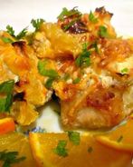 Курица с апельсинами в сметане