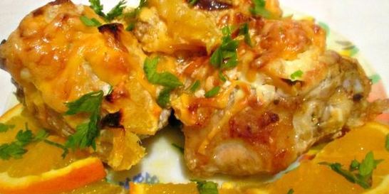 Курица с апельсинами в сметане