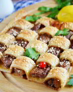 Мясо в тесте Шахматная доска