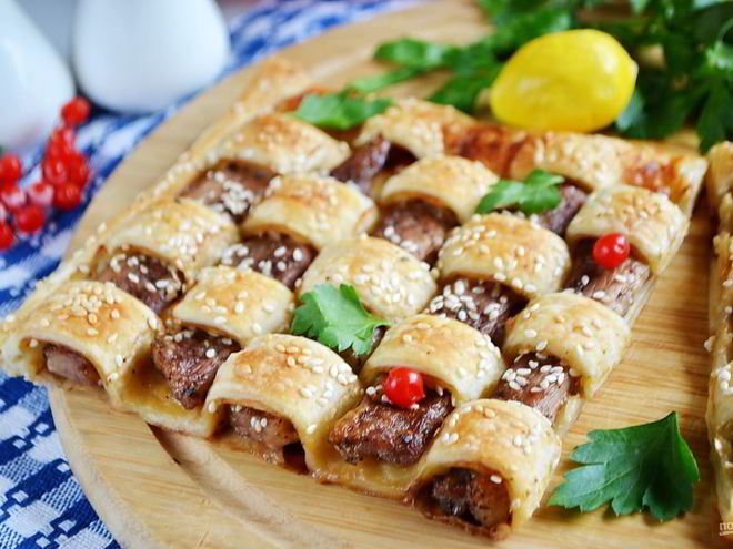 Рецепт мяса в тесте шахматная доска