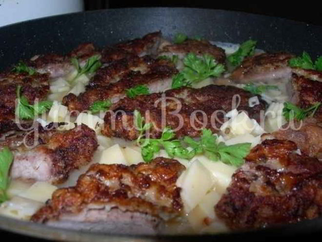Рецепт отбивных из свинины с грибным гарниром