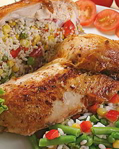 Цыпленок в меду, фаршированный гавайской смесью