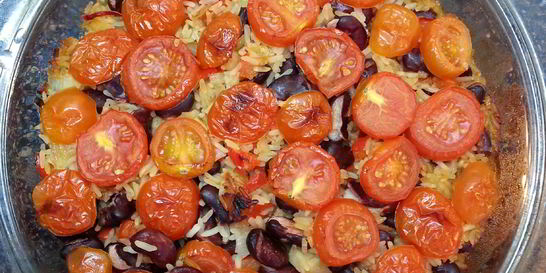 Острый гарнир из фасоли и риса