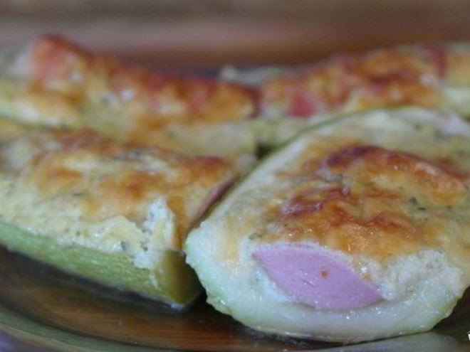 Рецепт кабачков с сосисками