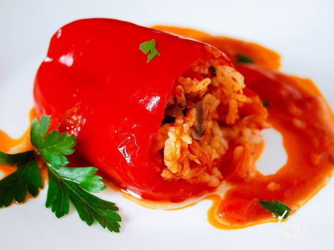 Рецепт перца, фаршированного рисом и овощами