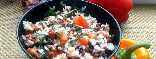 запеченные перцы с тунцом, рисом и чечевицей. Шаг 6