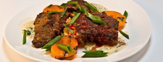 хрустящая говяжья печень с пряными персиками. Шаг 10