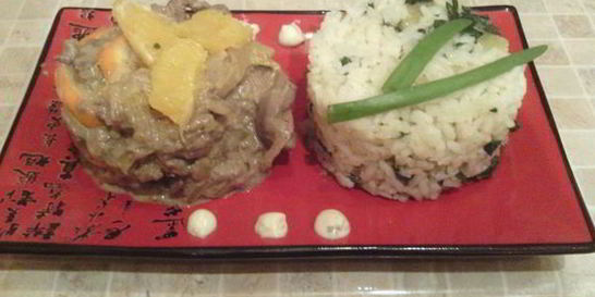 Куриная печень с апельсинами