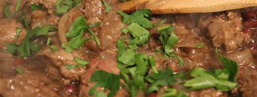 куриная печень с гранатом и кунжутным соусом. Шаг 7