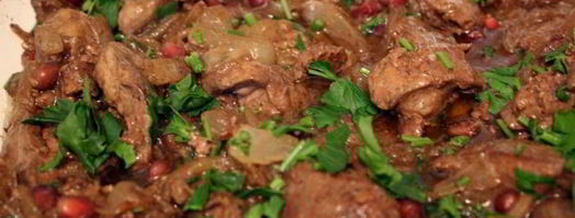 куриная печень с гранатом и кунжутным соусом. Шаг 8