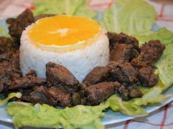 Рецепт куриной печени с каперсами и рисом