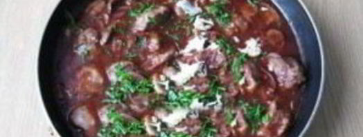 печень, тушенная с грибами. Шаг 8