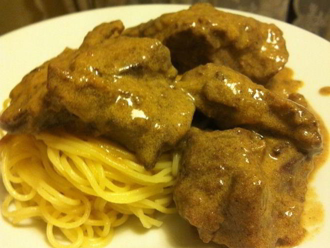 Рецепт печени ягненка в сметане