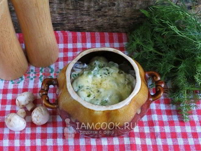 Рецепт пельменей с грибами в горшочках в духовке