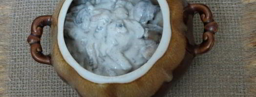 пельмени с грибами в горшочках в духовке. Шаг 16