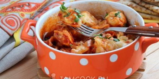 Пельмени в духовке с лечо