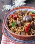 Плов из перловки с курицей