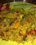 Яркая постная паэлья с овощами