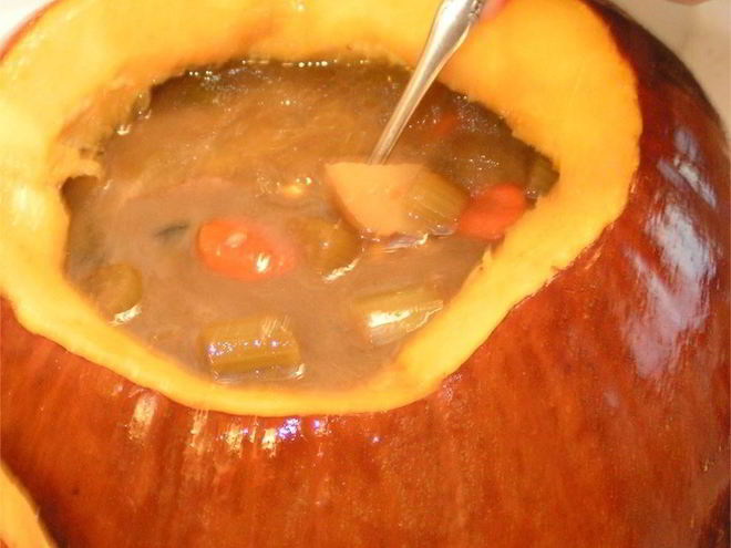 Рецепт рагу из говядины в печеной тыкве