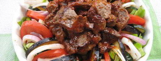 запеченные овощи рататуй с острой телятиной. Шаг 5