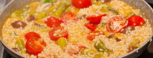 постное ризотто со спаржей и шампиньонами. Шаг 17