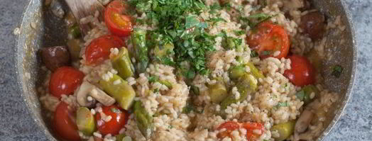 постное ризотто со спаржей и шампиньонами. Шаг 19