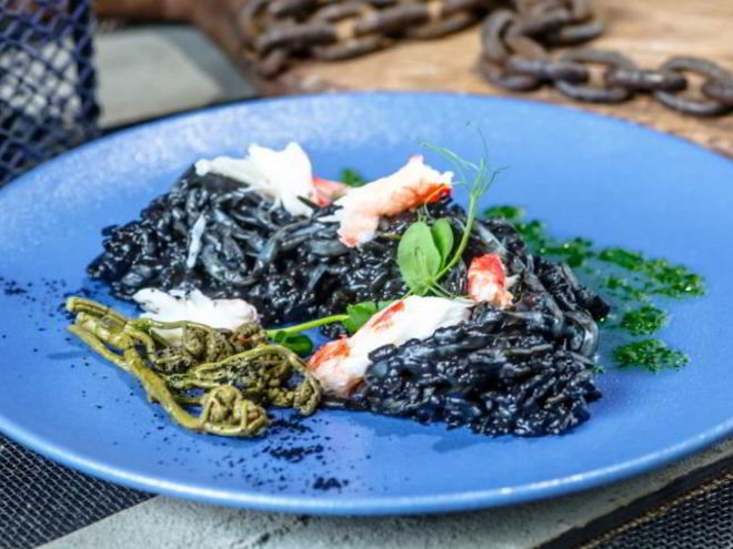 Рецепт ризотто с кальмаром и крабом