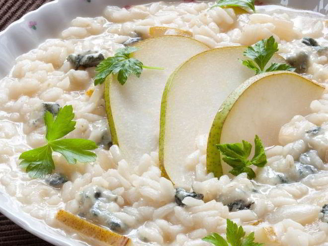 Рецепт ризотто с горгонзолой и грушей